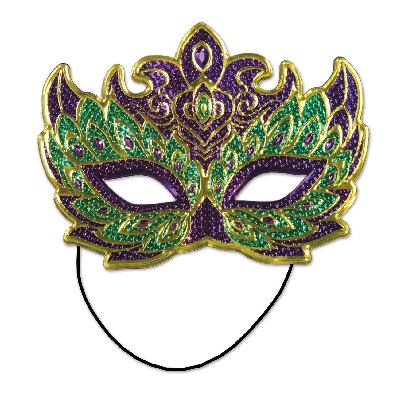 Beistle Club Pack of 12 Purple and Green Mardi Gras Mask Costume Accessories - One size